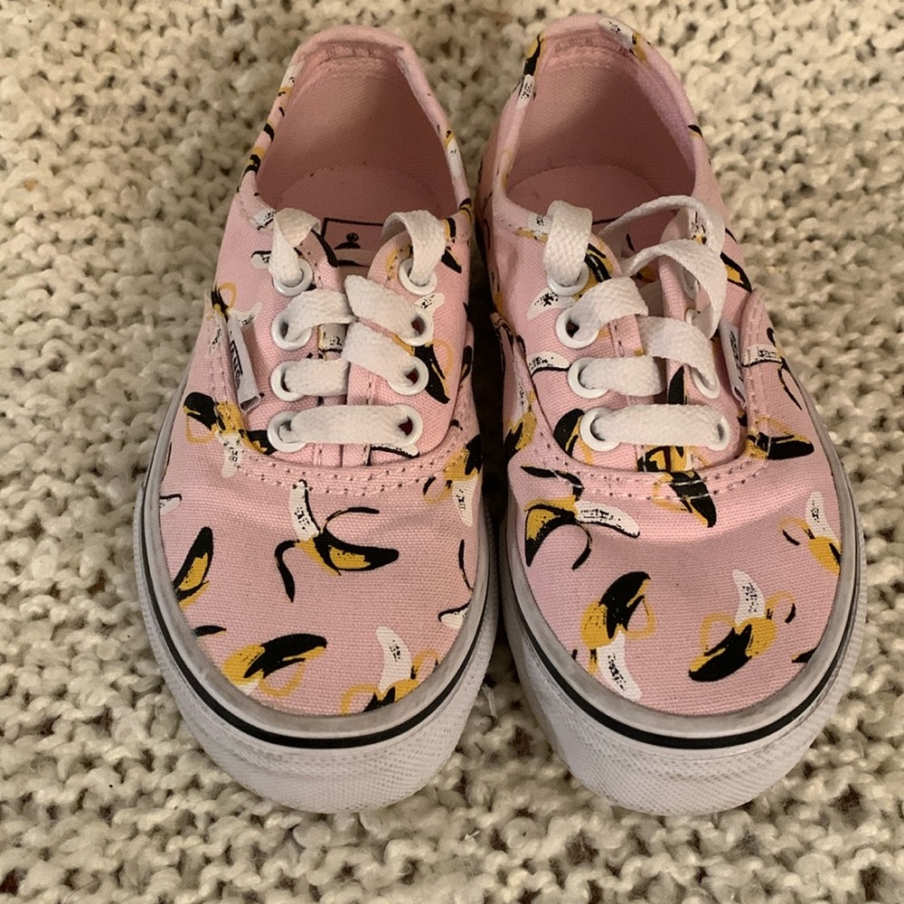 Vans, unisex pink kids shoes, size 10.5.